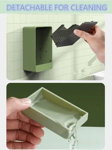 Vista 4 de HANCELANT Jaboneras de baño, paquete de 2 jaboneras con drenaje montado en la pared, caja de jabón para ducha, baño, fregadero de cocina, mantiene