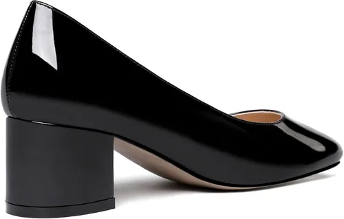 Vista 3 de WAYDERNS Zapatos de tacón bajo grueso de charol para mujer, con puntera redonda, 2 pulgadas