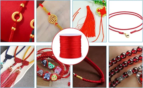 Vista 9 de Yosoo Health Gear Cordón de nylon rojo para hacer joyas, hilo para pulsera, hilo rojo original