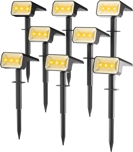 Vista 14 de Fabrito Focos solares grandes para exteriores, paquete de 2 unidades, 1000 lúmenes de alto brillo, foco solar impermeable IP65 con 136 LED, luces