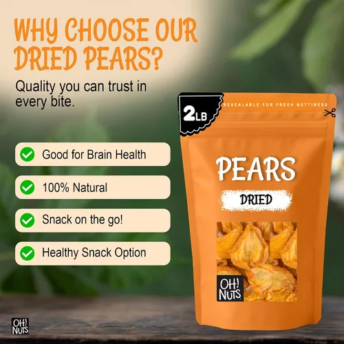 Vista 7 de Oh! Nuts Dry Pears California – Peras en rodajas – 2 libras – Peras deshidratadas – Peras secas sin azúcar añadido – Empaquetado en bolsa con cierre