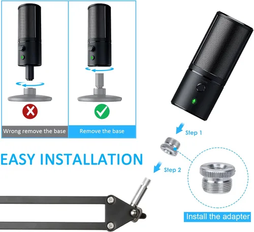 Vista 2 de Razer Seiren X Brazo Boom con Filtro Pop - Soporte de Micrófono con Cubierta de Espuma y Parabrisas para Micrófono de Transmisión Razer Seiren X