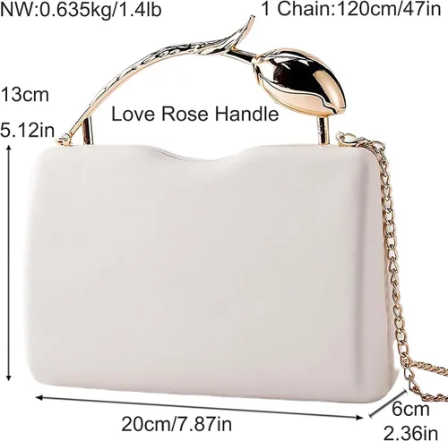 Vista 4 de Bolso de mano de noche para mujer, fiesta de boda formal 1 beige.