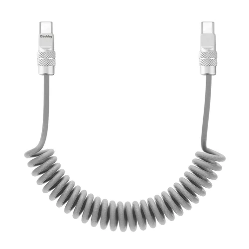 Vista 37 de chubbycable Curly Chubby - Cable de carga rápida USB C en espiral de 240 W, cable de carga retráctil trenzado duradero para automóvil compatible