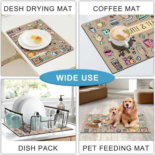Vista 7 de Alfombrilla Divertida para Cafetera - Bandeja Espresso para Barra de Café Bajo Alfombrilla para Cafetera, Alfombrilla para Cafetera para Encimera