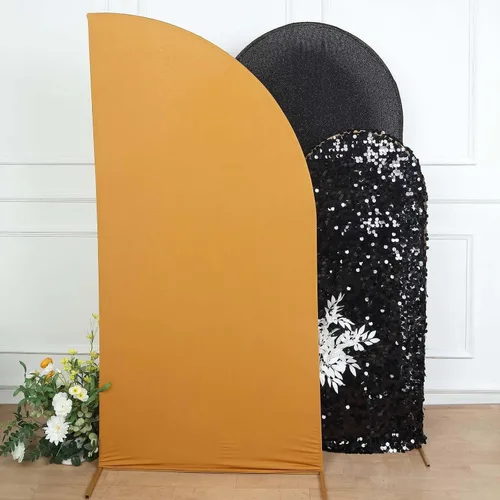 Vista 16 de Efavormart - Juego de 4 fundas de elastano beige para arco de media luna, fundas de telón de fondo Chiara de 2.5 pies a 7 pies para escenarios