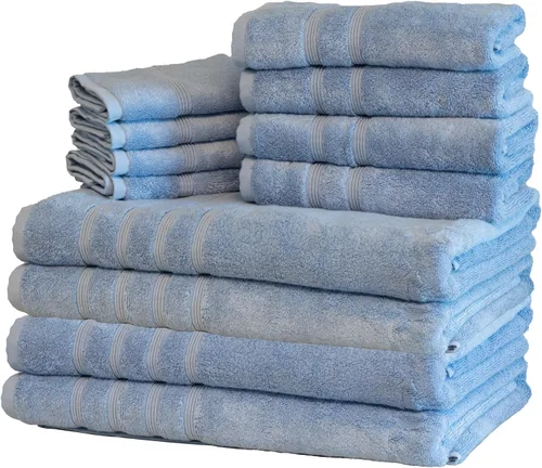 Vista 31 de Mosobam Lujoso juego de toallas turcas de 4 piezas XL, 35 x 70 pulgadas, 16 x 30 pulgadas, azul Allure de gran tamaño, 700 GSM, viscosa de bambú