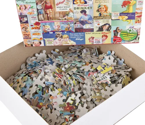 Vista 4 de KI Puzzles AZ-02573 - Rompecabezas de 1000 piezas para adultos, diseño retro de cereales, collage de anfitrionas felices, 27 x 20 pulgadas