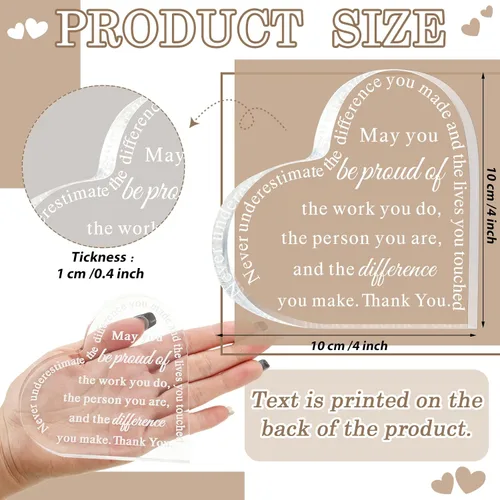 Vista 3 de Geelin 12 piezas de regalo de agradecimiento para profesores, agradecimiento por el texto en inglés "Thank You May You Be Proud Coworker Employeee