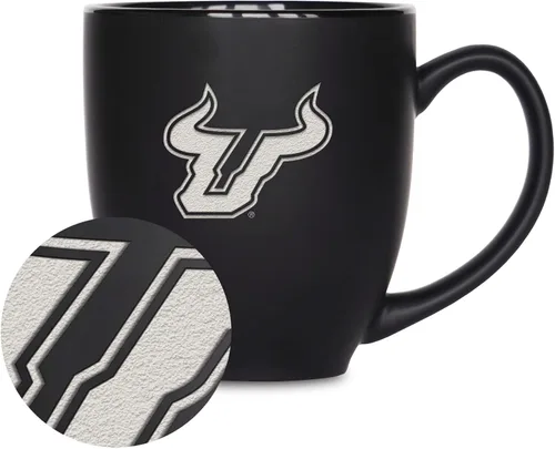 Vista 437 de Rico Industries - Taza de cerámica mate negra con grabado láser estándar de 15oz para NCAA (escuelas T & U) - Para bebidas calientes o frías