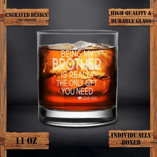 Vista 4 de Being my Brother is Really The Only Gift You Need Whisky Glass - Regalo sarcástico para hermanos