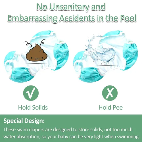 Vista 5 de Wegreeco - Pañal de natación reutilizable para bebés y niños pequeños, talla única