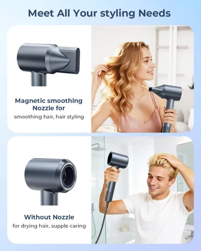 Vista 5 de Secador de pelo, 150000 RPM secador de pelo profesional de alta velocidad, secador de pelo iónico negativo para secado rápido, secador de pelo