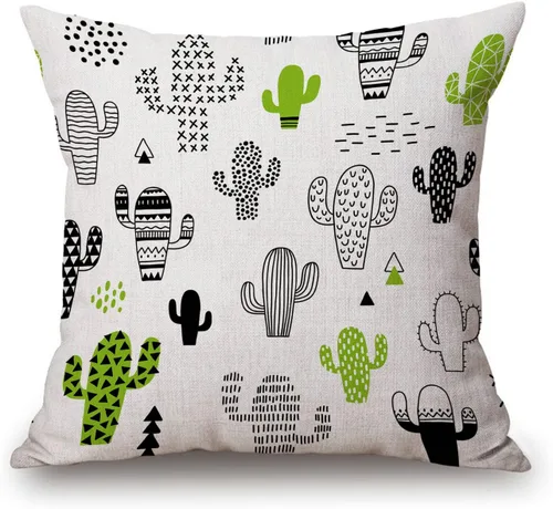 Vista 14 de Solekla Funda de cojín botánica con diseño de cactus y suculentas verdes, funda de cojín para sofá, decorativo, cuadrado, 18 x 18 pulgadas