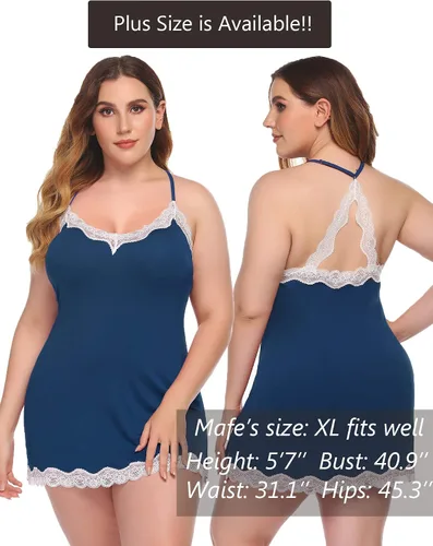 Vista 5 de Avidlove - Lencería sexy para mujer, ropa de dormir, camisón, babydoll, lencería de algodón