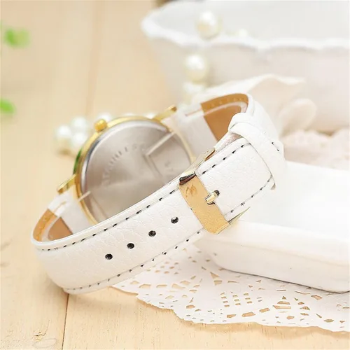 Vista 2 de Vavna Constellations Stars Print Reloj de cuarzo de cuero unisex - oro blanco