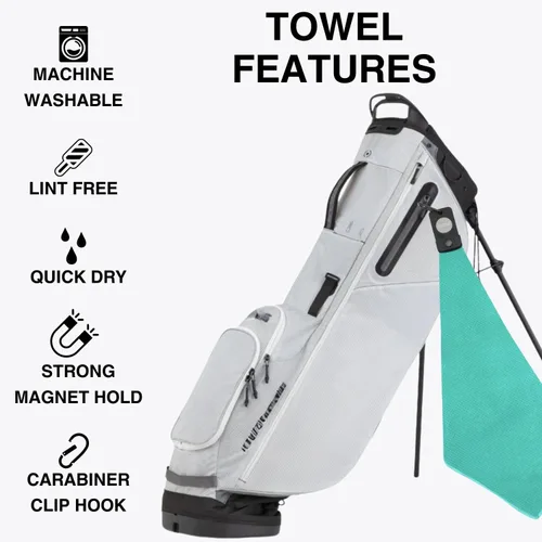 Vista 2 de Toallas de golf magnéticas para bolsas de golf con clip y imán ultra fuerte - Toalla de microfibra con tejido de gofre para sujeción segura