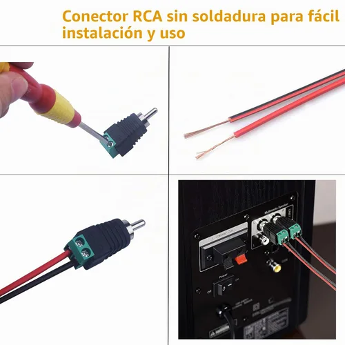 Vista 6 de Enchufes RCA para cable de altavoz, conector de terminal de tornillo RCA a AV, conector macho Phono RCA sin soldadura, convertidor sin soldadura