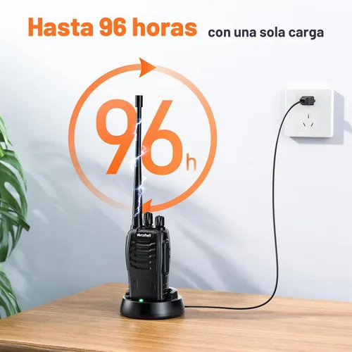 Vista 4 de Radios bidireccionales recargables de largo alcance con auricular, paquete de 5 unidades Arcshell AR-5 Walkie Talkies batería de iones de litio