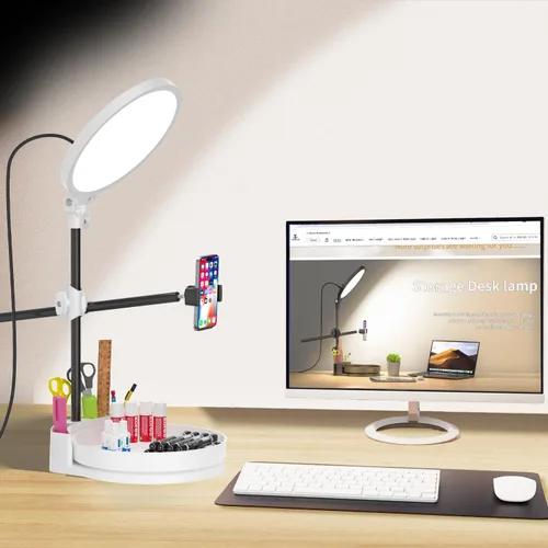 Vista 11 de Iluminación de zoom brillante para computadora, iluminación de escritorio ajustable para videollamadas, anillo de luz de pantalla completa regulable