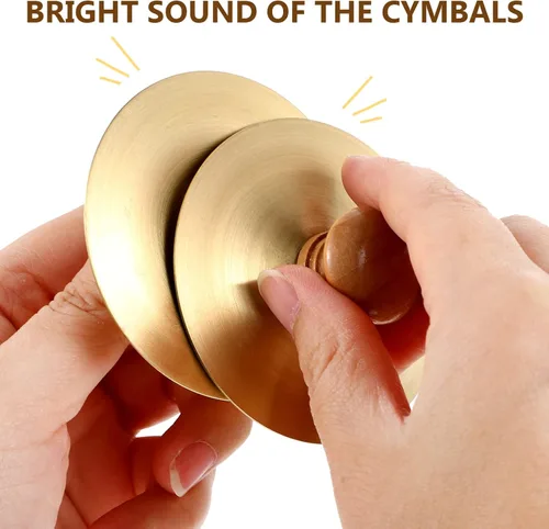 Vista 4 de 4 platillos de dedo con asas de madera, platillos de dedo, instrumento de percusión, mini platillo de mano de danza del vientre, zills de dedo