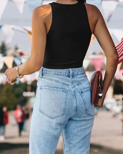 Vista 3 de Eciodci Camiseta corta con la bandera estadounidense para mujer, patriótica del 4 de julio, suave, de verano, sin mangas, con bandera de Estados