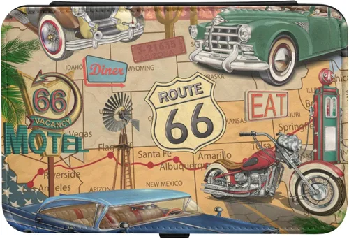 Vista 2 de J JOYSAY Route 66 Joyero organizador de viaje pequeño joyero de cuero PU para aretes, joyero, collar, anillo organizador de almacenamiento