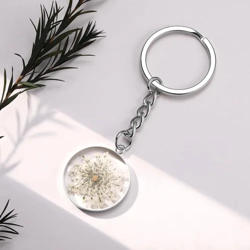Vista 12 de Pressed Flower Keychain Charms Forget-Me-Not Keychain Personalized Handmade Keychain Gifts for Her