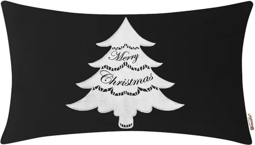 Vista 19 de BRAWARM Christmas Reindeer Pillow Cover 18x18 Black Velvet Embroidered Reno negro