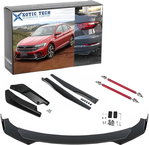 Vista 14 de X xotic tech Juego de carrocería para coche con alerón para parachoques delantero, divisor de falda lateral + alerón para parachoques trasero