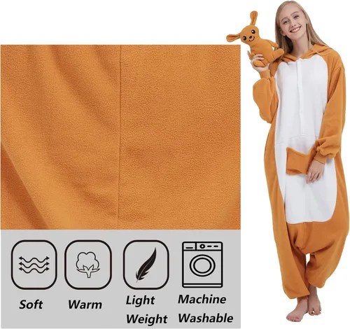 Vista 4 de SimZoo Pijama de animal para adultos, disfraz de cosplay de animales para hombres y mujeres, ropa de dormir unisex de una sola pieza