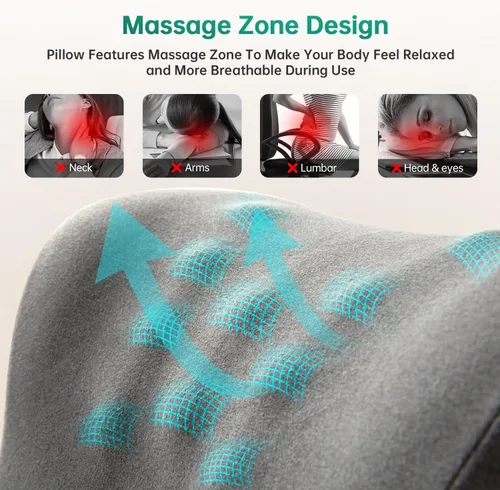 Vista 7 de Silla de oficina con reposacabezas, almohada para el cuello de espuma viscoelástica, soporte para el cuello, almohada de reposacabezas de apoyo