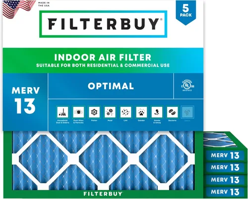 Vista 15 de Filterbuy Filtro de aire de 8 x 14 x 1 pulgadas MERV 13 de defensa óptima (paquete de 5), filtros de aire de repuesto plisados HVAC para calderas