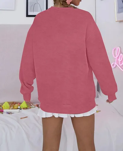 Vista 4 de LOTUCY Sudadera de manga larga con cuello redondo para mujer con estampado de letras de tía