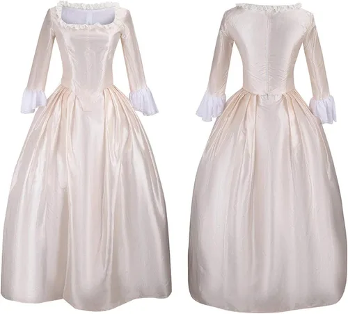 Vista 4 de Yejue Royal Colonial - Disfraz de princesa para niña, Hamilton Elizabeth Schuyler, Angelica Peggy Cosplay Kid Victorian Dress
