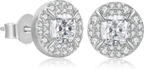 Vista 10 de KRKC&CO Earrings Stud for Men, Silver Post Square Earrings 2-Dorado-b