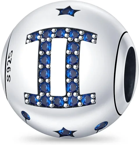 Vista 9 de Pandach 12 dijes de cumpleaños con signo del zodiaco de plata de ley 925 con piedra natal para mujer, pulsera, collar, pulsera, regalo para mujeres