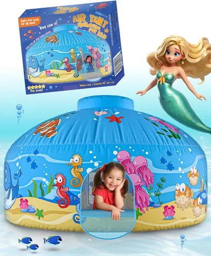 Vista 13 de Tienda de campaña de aire para niños con puerta, tiendas de campaña para Fortaleza forestal con puerta