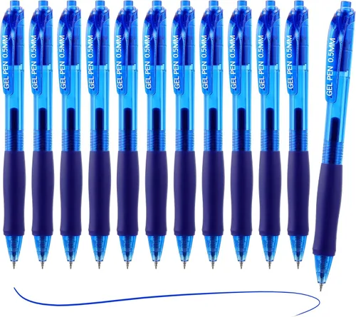 Vista 10 de USUAL Bolígrafos de gel de 0.020 in, paquete de 12 bolígrafos retráctiles de tinta negra de punta fina, escritura suave de secado rápido, no se