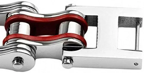 Vista 3 de Brazalete LEADCIN de acero inoxidable para hombre, diseño de cadena de bicicleta