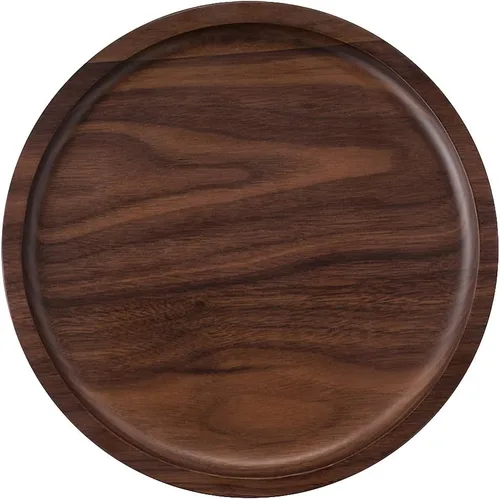Vista 5 de Winterworm Bandeja de madera rústica de nogal macizo, bandeja cuadrada rectangular para té, bandeja de café (cuadrada pequeña (6.3 x 6.3 pulgadas)