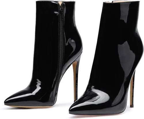 Vista 5 de Castamere Botines de tacón alto para mujer, puntera puntiaguda, sin cordones, con cremallera, tacones de 4.7 in