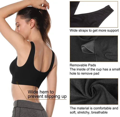 Vista 5 de Onory - Sujetador deportivo para mujer sin varilla y con relleno, para yoga, ejercicio, gimnasio y fitness, 3