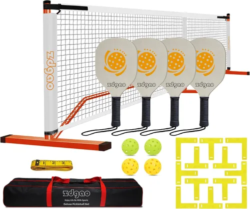 Vista 12 de Zdgao Portable Pickleball Net Set, 22FT Regularion Size Pickle Ball Net with Paddles Set, Outdoor Pickleballs and Carry Bag, Easy Setup for Indoor