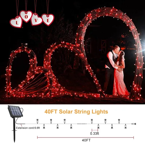 Vista 8 de 2 Pack de luces solares de Navidad para exteriores, tira de luces solares de 80 pies con 240 LED para exteriores, impermeables, 8 modos de luz