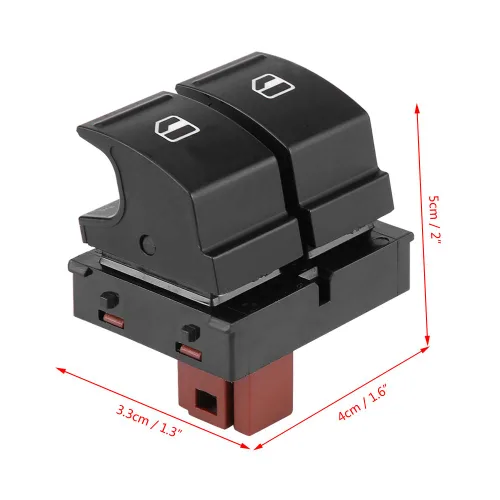 Vista 3 de Interruptor de ventana, interruptor de ventana eléctrica de 12 V CC negro, interruptor de doble botón de ventana, para Skoda Fabia 2 2006-2015
