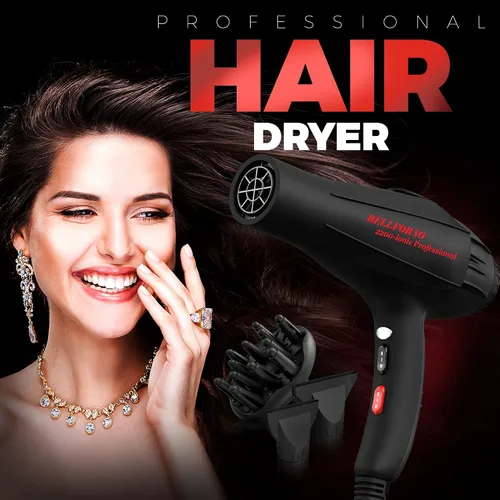 Vista 7 de Secador de pelo profesional de 2200W con difusor para cabello rizado y ondulado natural, secador de pelo iónico negativo de bajo ruido con difusor
