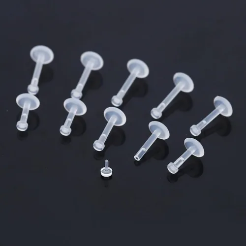 Vista 3 de NEWITIN 100 aretes de nariz transparentes de 0.71 onzas para cirugía, en forma de L, retenedores de piercing transparentes, joyería de piercing