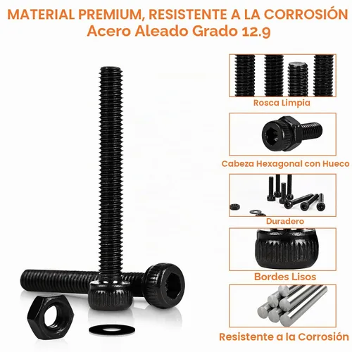 Vista 4 de Juego de 420 tornillos M3, pernos M3 prémium para impresión 3D, surtido de tornillos de cabeza hexagonal con tuercas y arandelas, M3 x 0.236 in