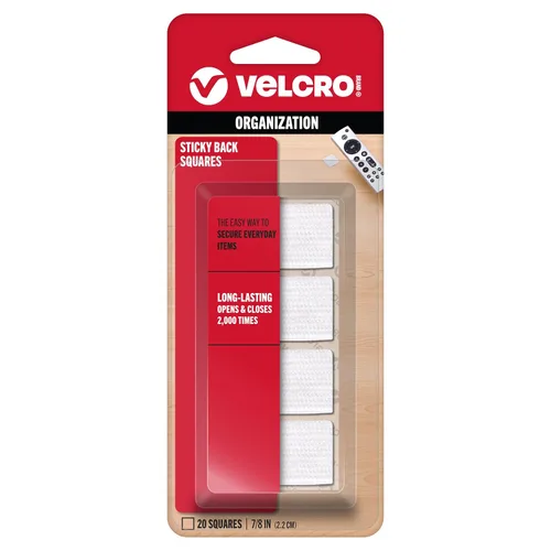 Vista 8 de Velcro Brand Cuadrados de montaje Paquete de 20 7/8 pulgadas Negro Sujetadores adhesivos de gancho y bucle trasero para el hogar, oficina
